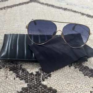 Victoria Beckham Gold Frame with Blue Lenses Aviator Sunglasses